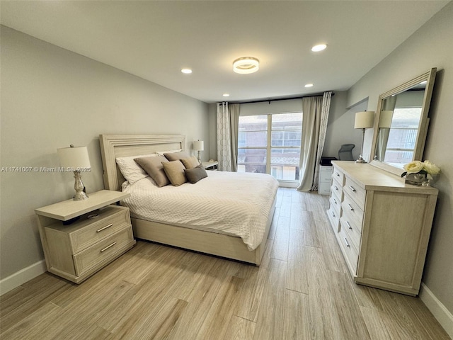 bedroom featuring light hardwood / wood-style flooring