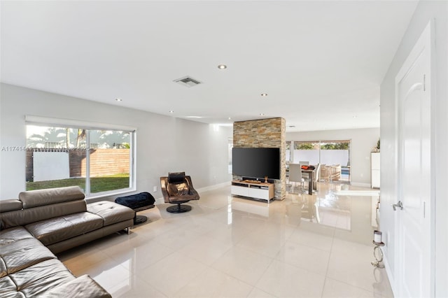 view of tiled living room