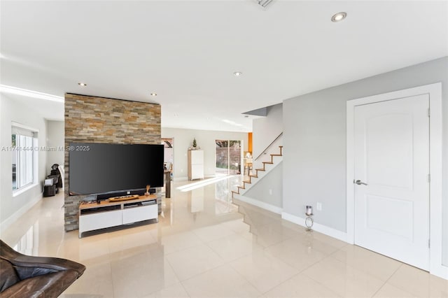 view of tiled living room