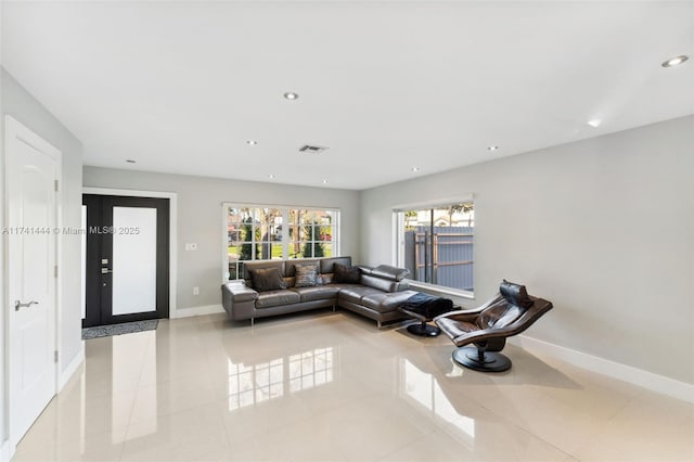 view of tiled living room