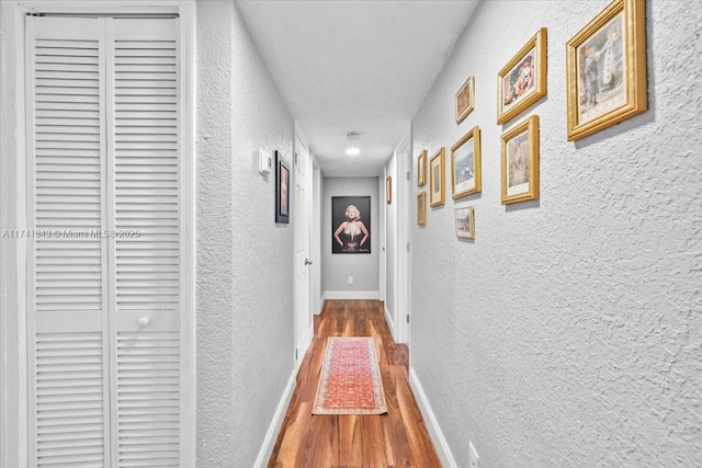 hall with wood-type flooring