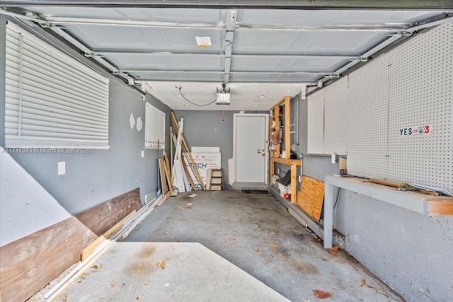 garage with a garage door opener