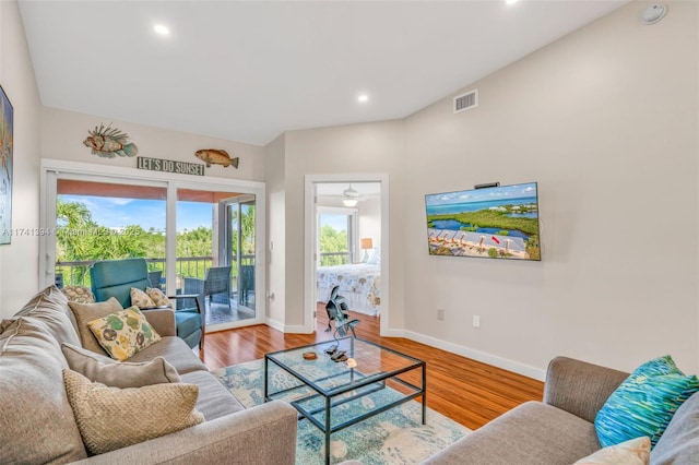 living room featuring hardwood / wood-style flooring