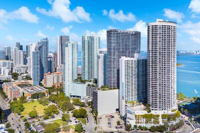 property's view of city featuring a water view