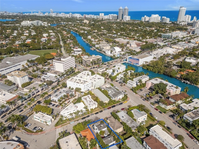 bird's eye view featuring a water view