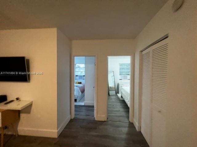 hall featuring dark hardwood / wood-style floors