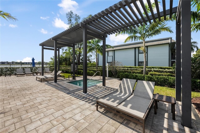 view of patio featuring a pergola