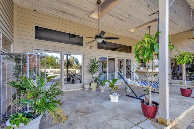 view of patio with ceiling fan