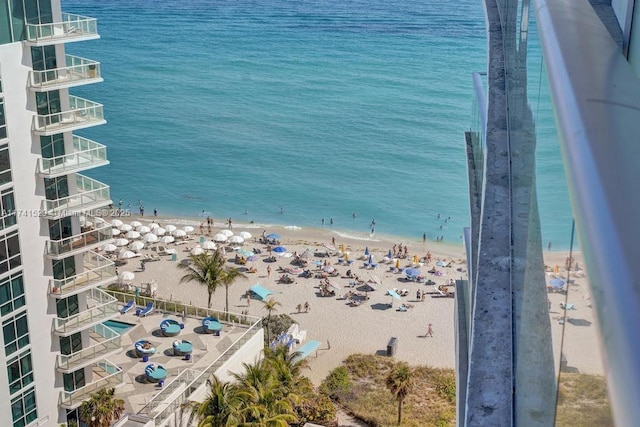 view of water feature featuring a beach view