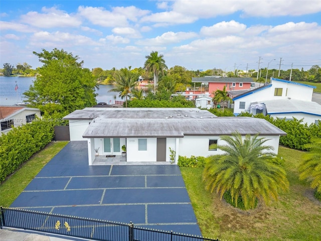 exterior space featuring a water view