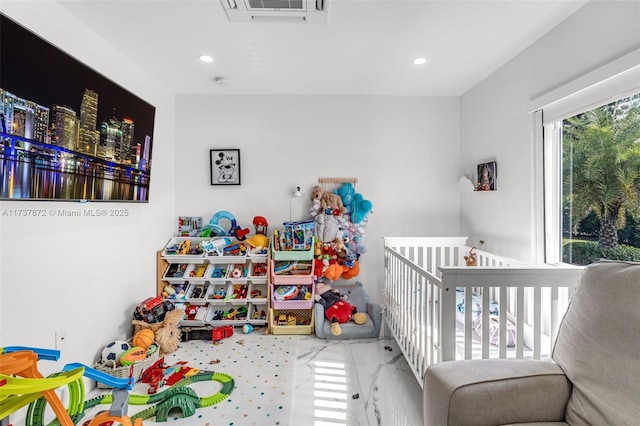 bedroom featuring recessed lighting and visible vents