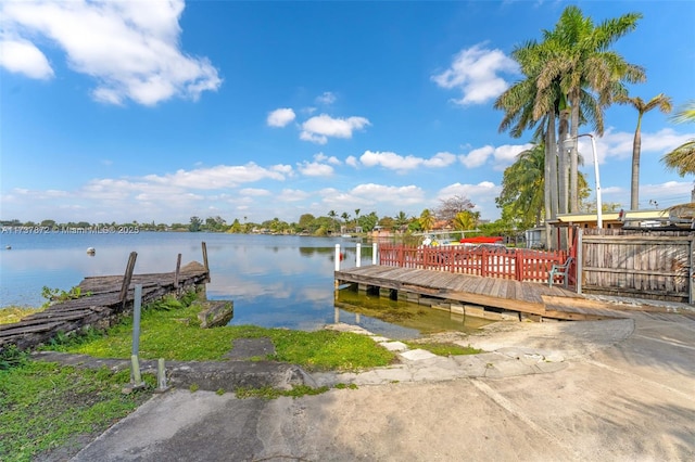 dock area featuring a water view