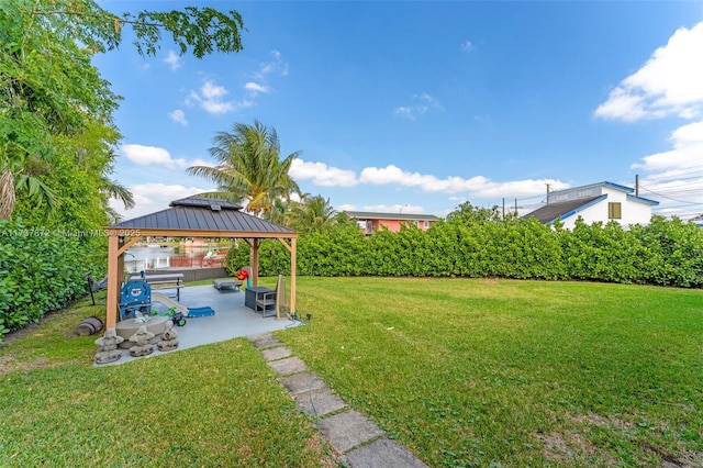 view of yard with a patio area and a gazebo