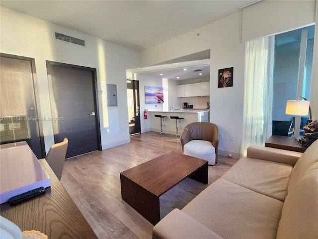 living room featuring light hardwood / wood-style flooring