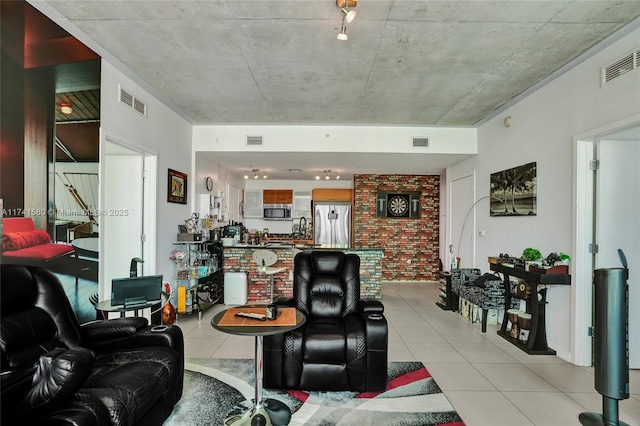 view of tiled living room