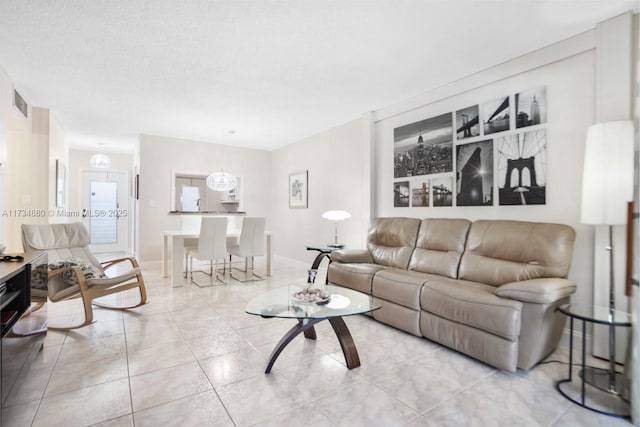 view of tiled living room