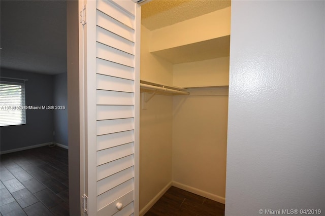 walk in closet featuring dark hardwood / wood-style floors