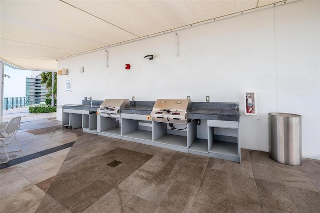 view of patio / terrace with a grill, a sink, and area for grilling