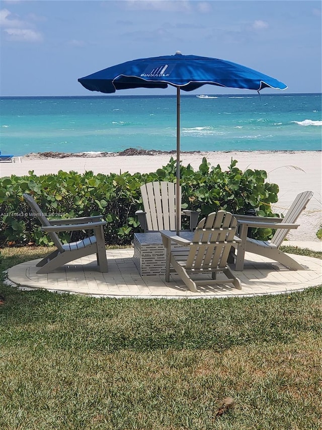 view of water feature featuring a view of the beach