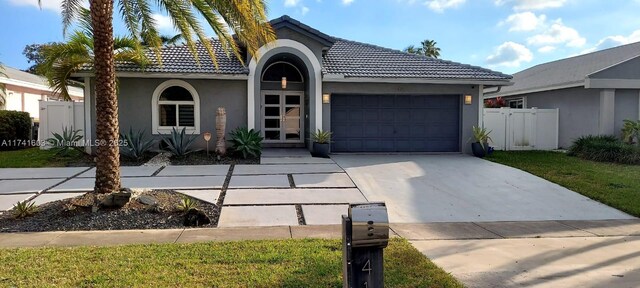 view of front of house with a garage