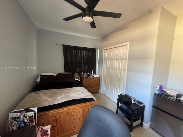 bedroom with a closet and ceiling fan