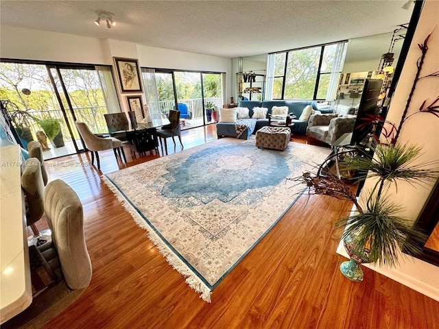 3850 Washington St Unit 317, Hollywood, FL 33021 - living room with hardwood / wood-style flooring and a textured ceiling