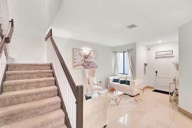 view of tiled living room