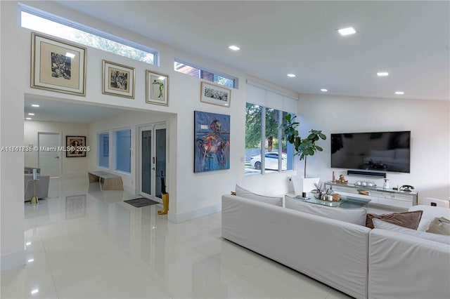 view of tiled living room