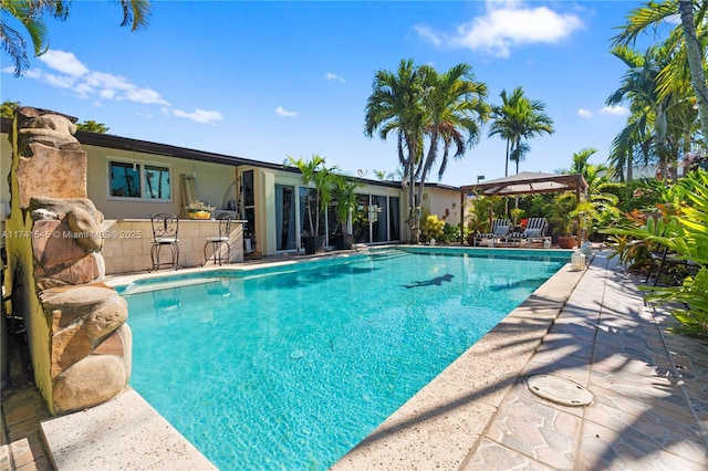 view of pool featuring a gazebo