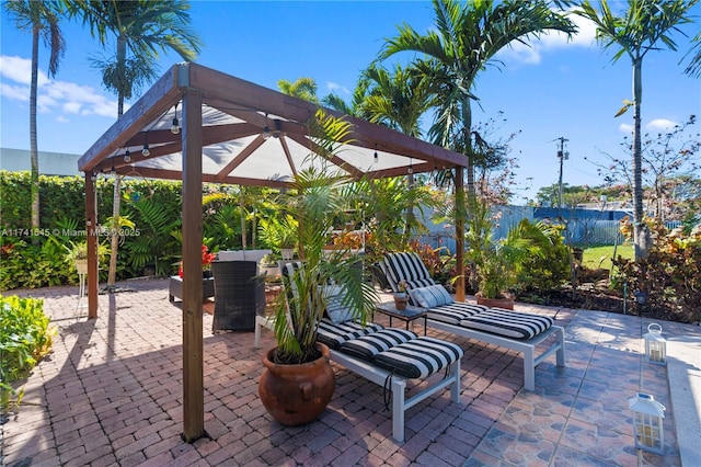 view of patio / terrace featuring a gazebo