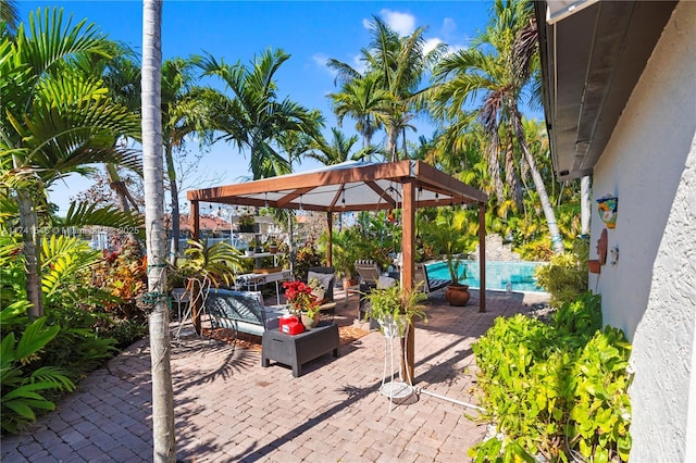 view of patio / terrace featuring a gazebo