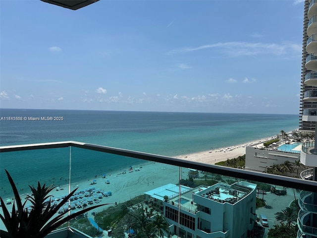 water view featuring a beach view