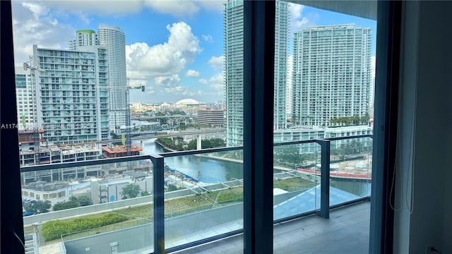 balcony with a water view