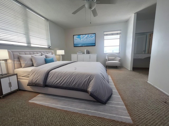 bedroom featuring baseboards, a ceiling fan, and carpet floors