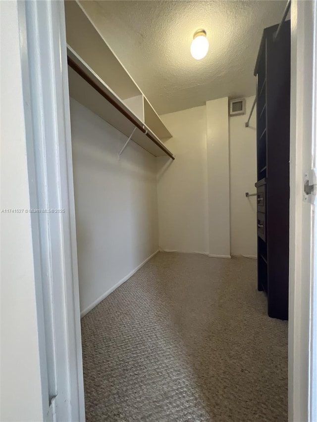 spacious closet featuring visible vents and carpet flooring