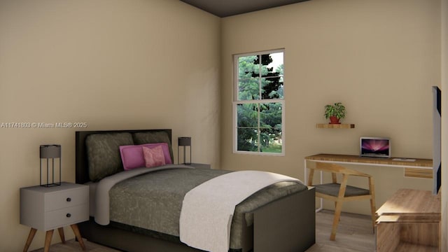 bedroom with light hardwood / wood-style flooring