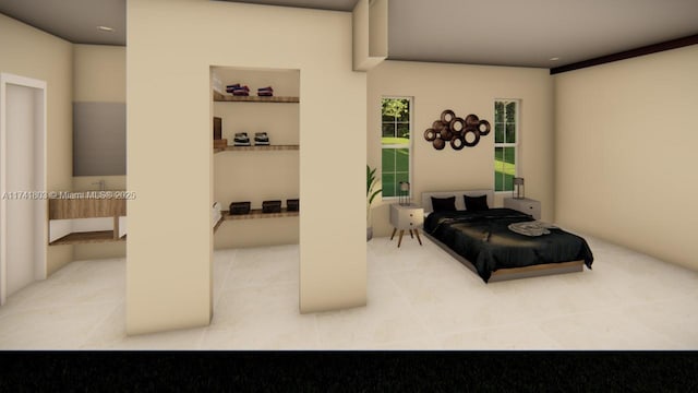 bedroom featuring tile patterned flooring