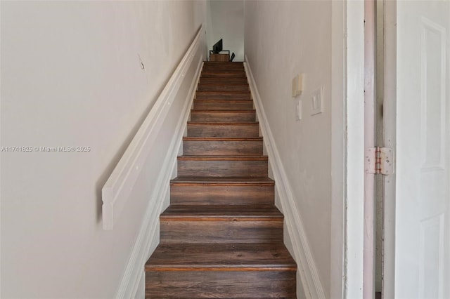 stairs with hardwood / wood-style floors