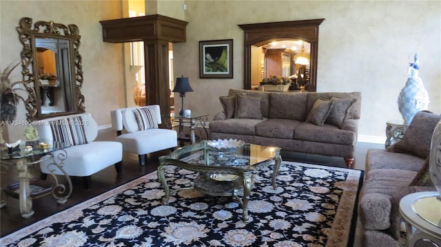 living room with hardwood / wood-style flooring