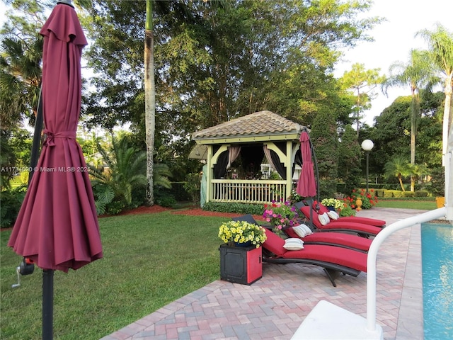 view of yard featuring a gazebo