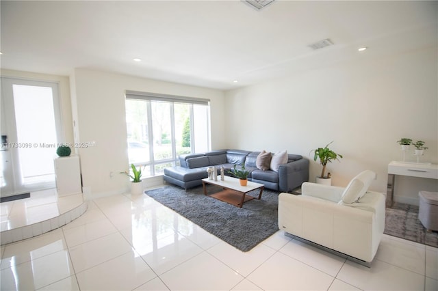 view of tiled living room