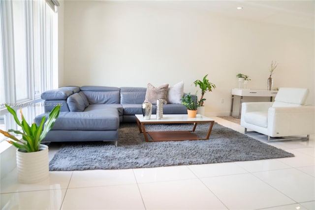 view of tiled living room