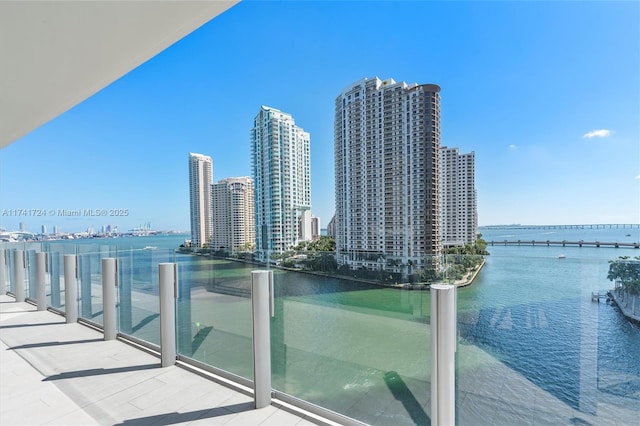 balcony with a water view