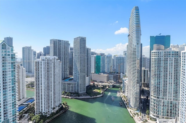 view of city with a water view