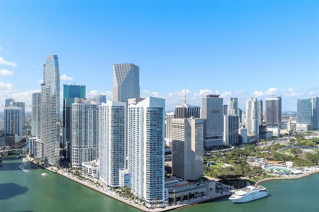 property's view of city with a water view