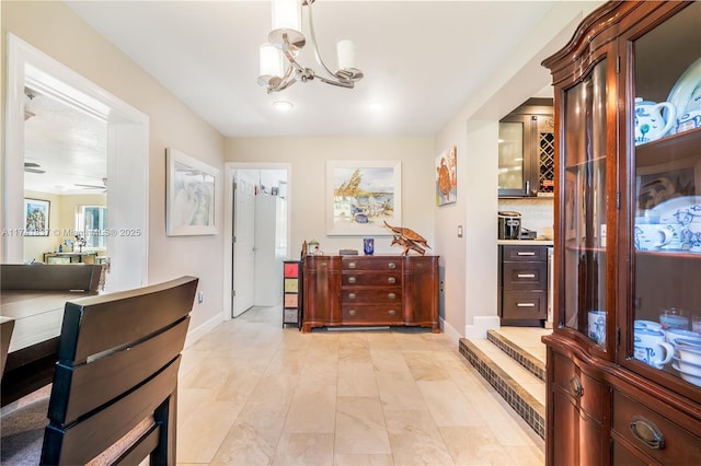 1601 SW 117th Ave, Davie, FL 33325 - corridor with baseboards, recessed lighting, and an inviting chandelier