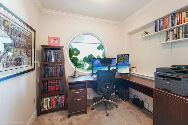 office featuring crown molding