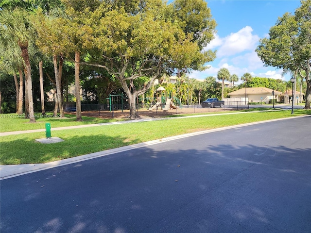 exterior space with curbs and sidewalks