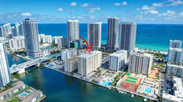 1833 S Ocean Dr Unit 1612, Hallandale Beach, FL 33009 - birds eye view of property with a view of city and a water view