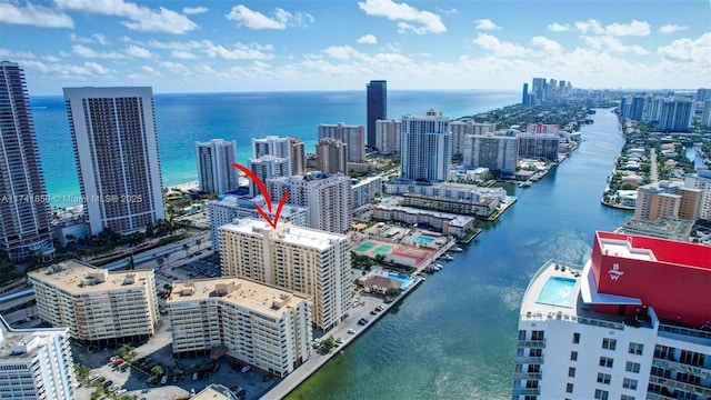 1833 S Ocean Dr Unit 1612, Hallandale Beach, FL 33009 - birds eye view of property with a water view and a city view